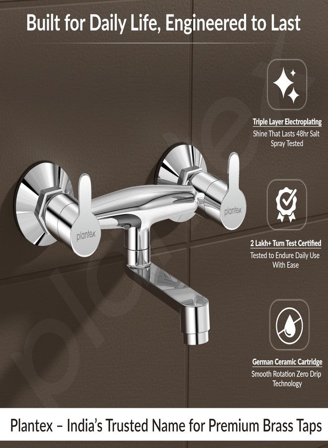 Plantex Non-Telephonic Wall Mixer Tap for Bathroom with Brass Wall Flange and Teflon Tape/Mixer Tap for Bathroom with Water Saving Aerator-(FLO-816, Chrome) - Image 3